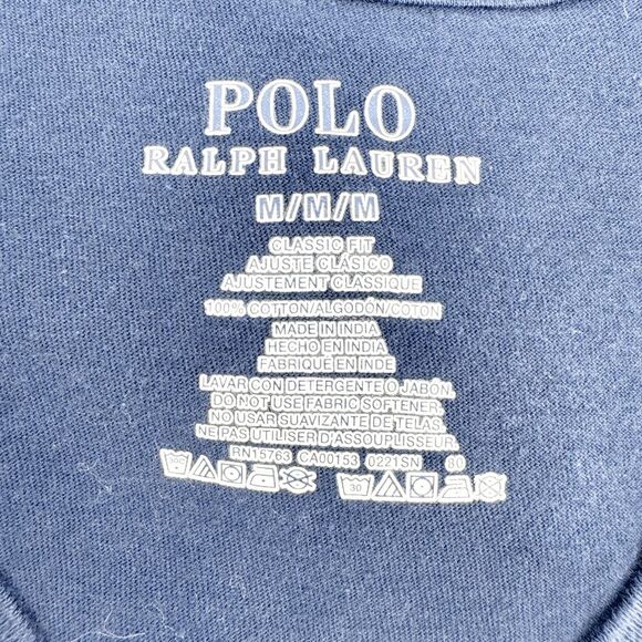 Polo Ralph Lauren V Neck T Shirt Tee Mens Size M Navy Blue Casual Short Sleeve - Picture 3 of 4
